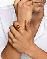 Chevron Signet Ring in 18K Yellow Gold with Tiger's Eye, 18mm